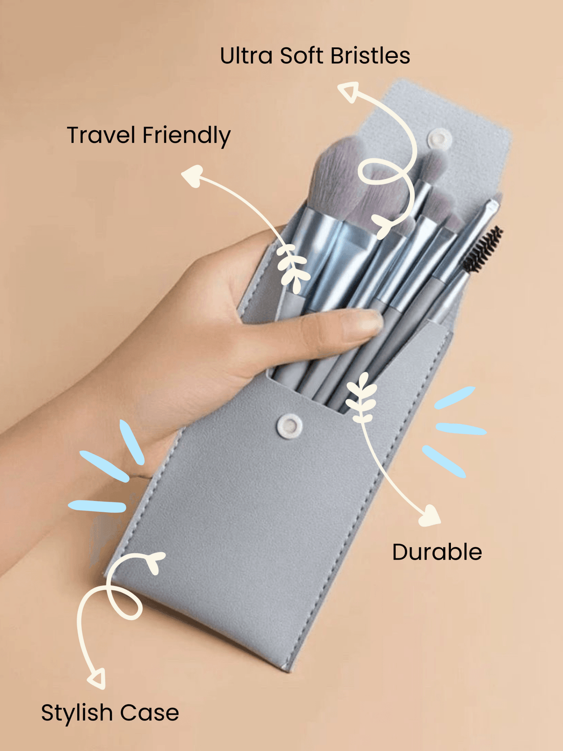 8 Brush Pouch Set - Pigeon Blue - Perr Cherry