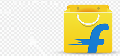 Flipkart logo with blue text and yellow bag icon on a white background